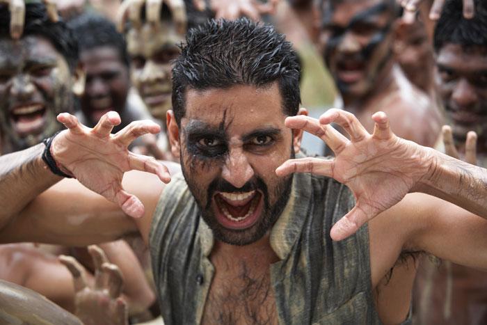 Abhishek Bachhan in the title role in Mani Ratnam's Raavan. This is a still from the song Thok de Killi