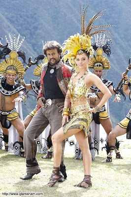 Rajinikanth and Aishwarya Rai in the marvellous song Kilimanjaro in Robot. Check out those feathers!